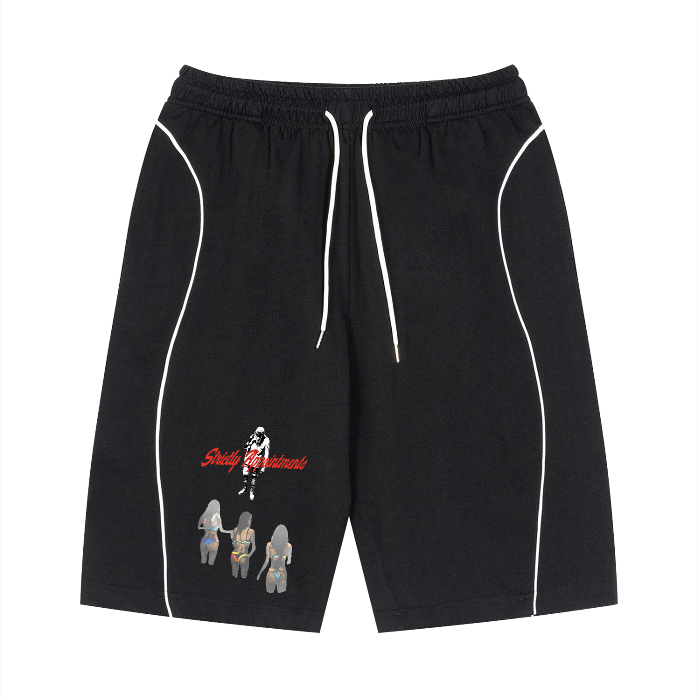Unisex Piping Drawstring Shorts