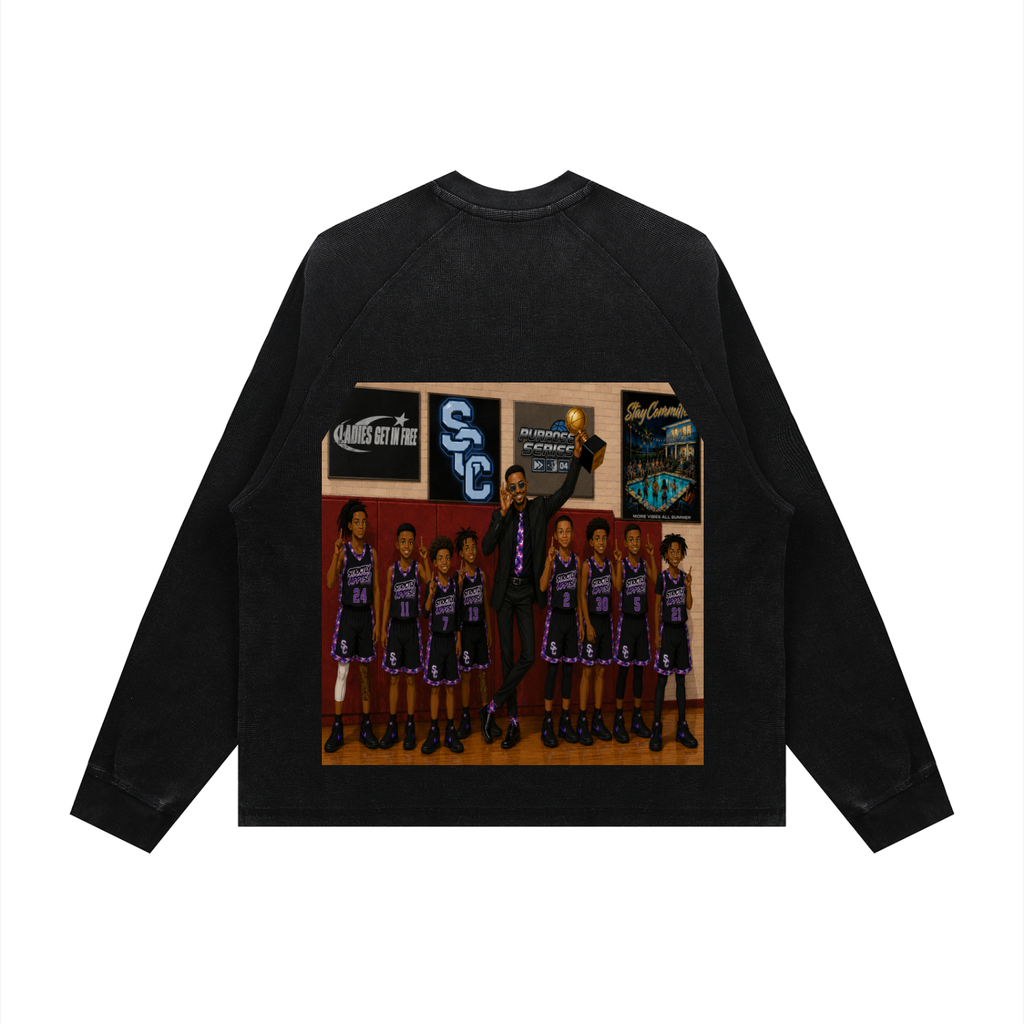 Unisex Vintage Wash Boxy  Waffle T-Shirt