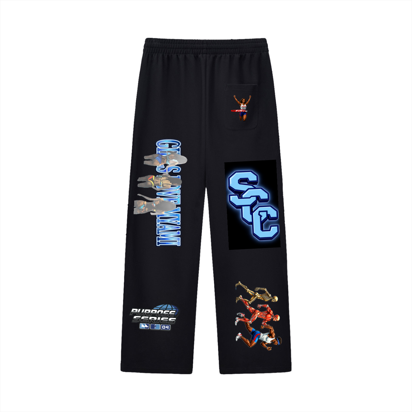 Curved Stripe Straight Sweatpants