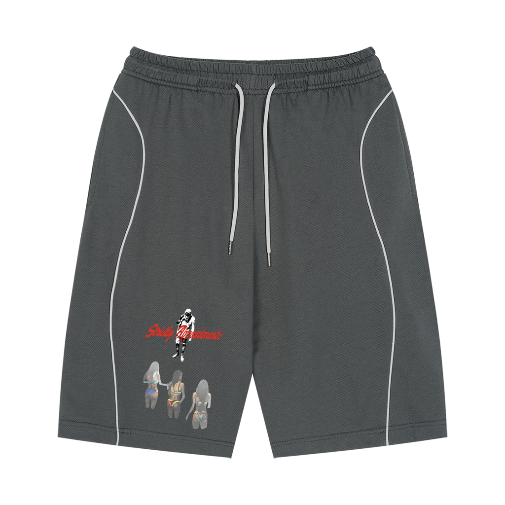 Unisex Piping Drawstring Shorts