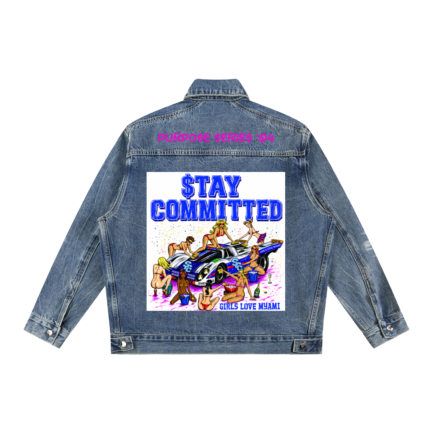 Vintage Wash Zip Up Denim Jacket
