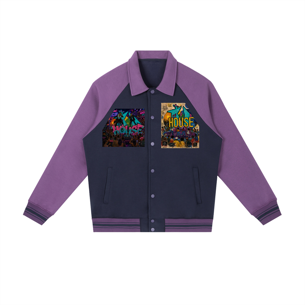 Contrast Raglan Sleeve Baseball Jacket