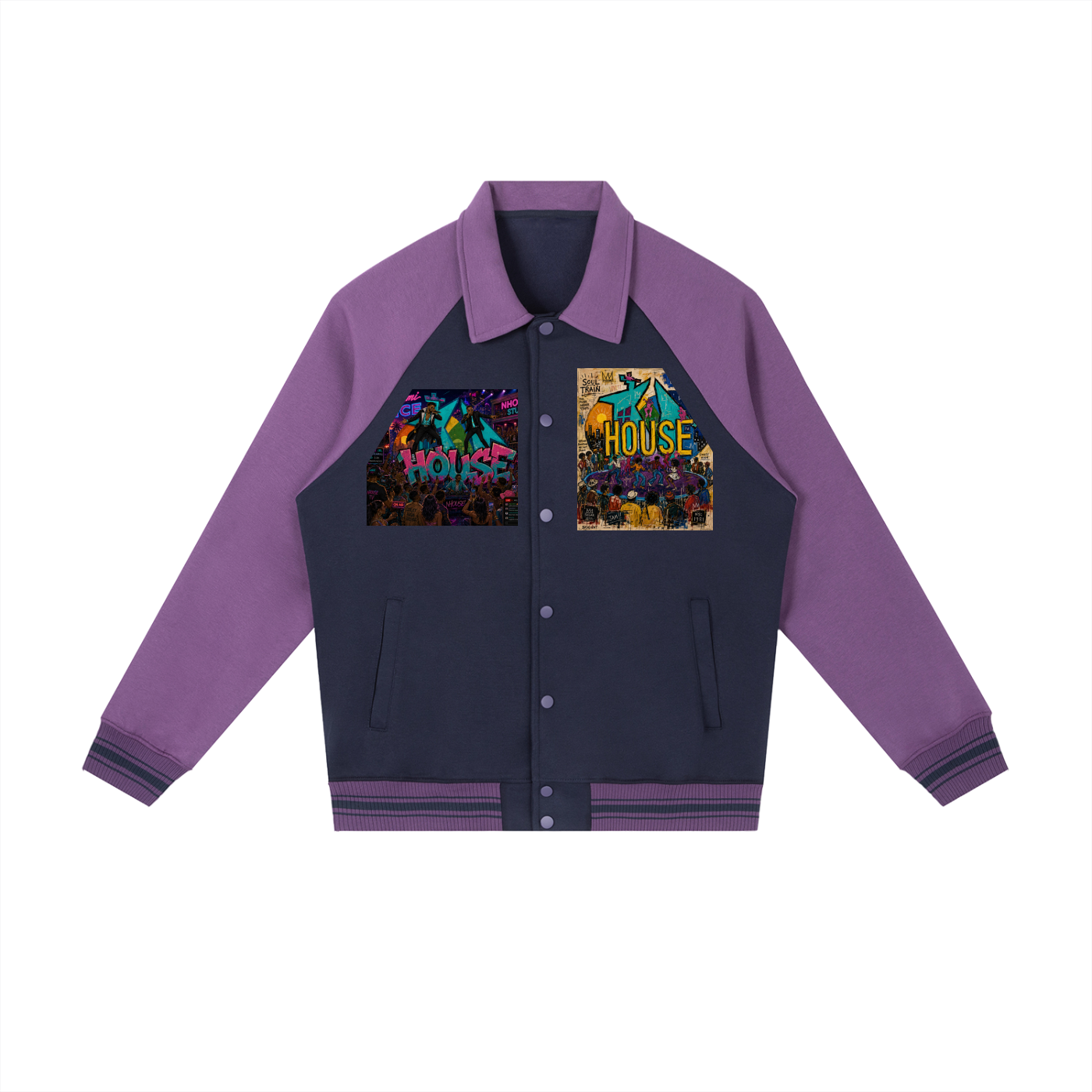 Contrast Raglan Sleeve Baseball Jacket